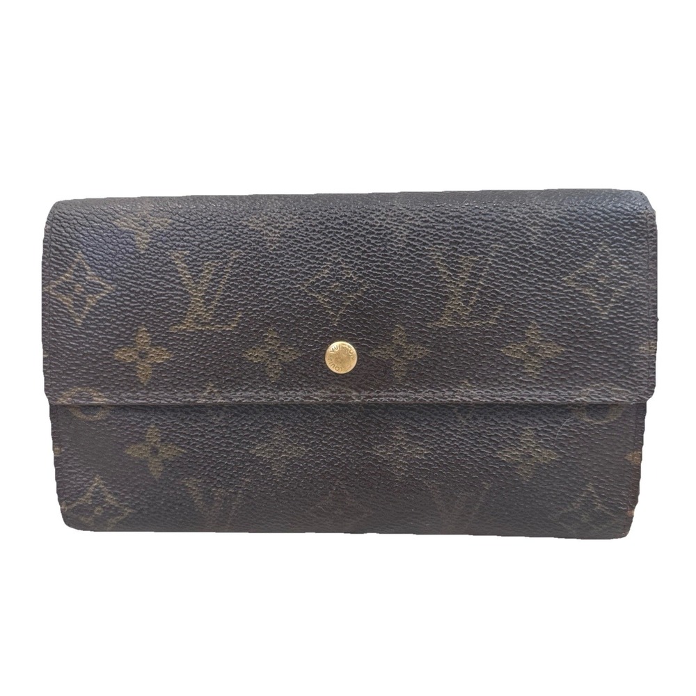 Louis Vuitton Monogram Portefeuille International Long Wallet Brown MI1901 as is